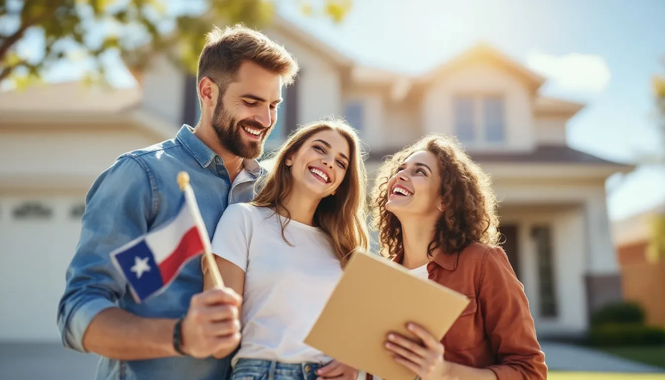 Happy Texas family after completing a rent-to-own home purchase, Texas Property Code Chapter 5: The Complete Rent-to-Own Guide for Texas Buyers